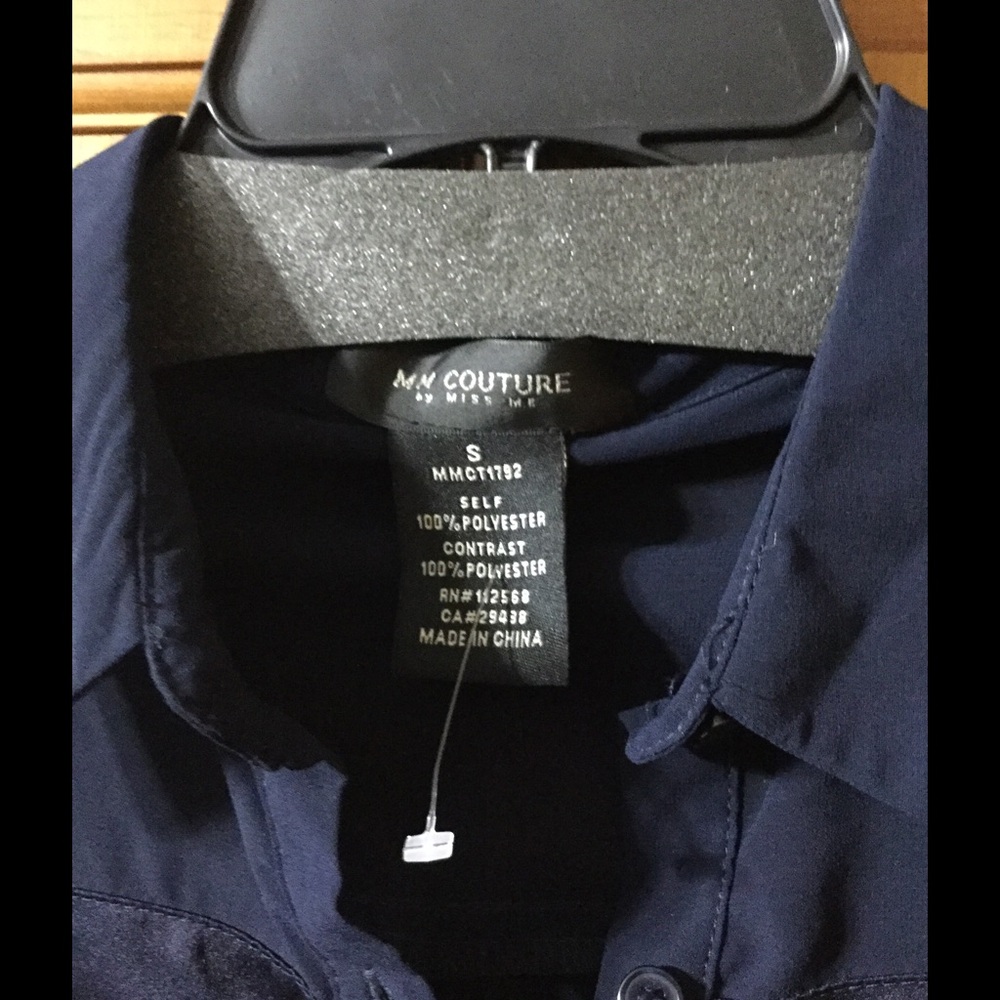 Miss Me Navy Blue Tunic Top - Picture 2 of 3